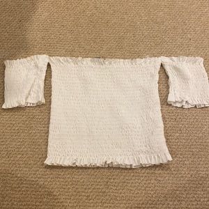 white off the shoulder smocked top size small